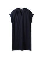 Robe tunique décontractée d'été pour femme, col en V, manches courtes à revers, en mélange de lin tissé, couleur unie, coupe classique