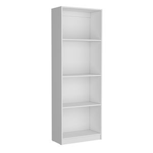 Moderna libreria per la casa a 4 scaffali in bianco per la visualizzazione di libri e decorazioni in ufficio o in casa impostazione - Product Image 4