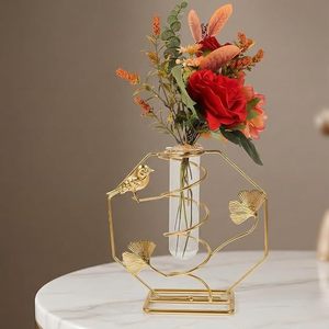 Jarrón de mesa contemporáneo de latón con diseño de pájaro y abanico, para agua, decoración para el Día de San Valentín - Product Image 3