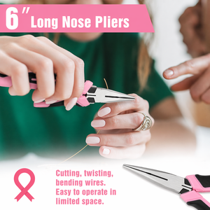 INTENSE SURGICAL INSTRUMENTS 3PCS Stainless Steel Pink Ribbon <b>Pliers</b> <b>Set</b> Needle Nose Diagonal Cutter Slip Joint <b>Pliers</b> Jewelry - Product Image 4