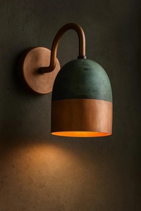 Brass Outdoor Sconce Light Removable Art Deco Wall Decor with Oxidized Green Patina Finish for Retirement and Diwali - Product Image 3