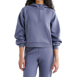 Sudadera con capucha de forro polar personalizada con media cremallera, unisex, transpirable, repelente al agua, informal, de alto rendimiento, superventas - Product Image 1