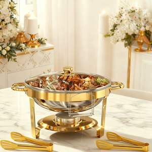 Réchaud de buffet rond, équipement de banquet, chauffe-plats professionnel, plat de service pour la restauration, réchaud de buffet en acier inoxydable - Product Image 5