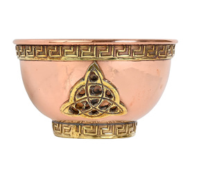 Bol d'autel en cuivre triqueta de 3 pouces, faveurs, breloques, encens, portage et décoration - Product Image 1