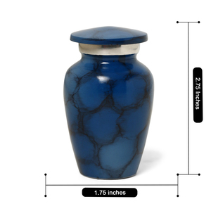 Blue Marble Effect Metal Cremation Urn Mini Keepsake <b>Casket</b> <b>for</b> Human and Pet <b>Ashes</b> Custom Design - Product Image 5