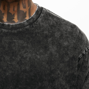 T-shirt 100 % coton pour homme, coupe classique, col rond, délavé à l'acide, écologique, infroissable, respirant, grammage lourd, personnalisable - Product Image 2