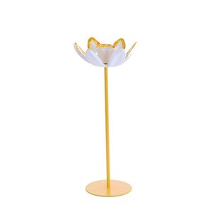 Gold Lotus Metal Candle Holder <b>Tall</b> Stem Floral Taper Candlestick Antique Brass Votive Stand Luxury Wedding Home <b>Table</b> Decor - Product Image 2