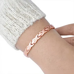 Luxury Twisted Copper Wire Sentiment Pure Copper Wrist Bangle Rose Gold Tone Smooth Design Elegant Jewelry <b>Accessory</b> - Product Image 5