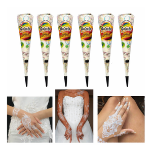 Henné blanc Golecha en cône et tube, art corporel temporaire, application fluide et sans résidus, emballage en vrac, idéal pour les fêtes à thème, les fêtes de plage - Product Image 1