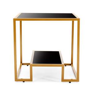 Mesa Consola Moderna de Metal y Vidrio con Estante para Sala de Estar u Oficina - Product Image 3