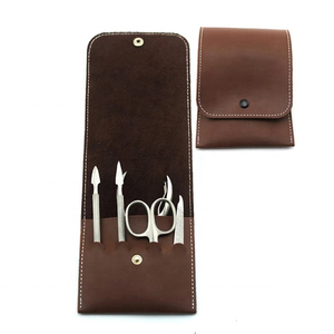 Wholesale 5-Piece Manicure Set with Beautiful Leather <b>Case</b> Stainless Steel <b>Nail</b> Care Tools Private Label Manicure Kit in Box - Product Image 1