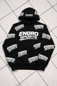Sudadera con Capucha Negra de Algodón Personalizada Direct Industry con Impresión de Logotipo Blanco en Toda la Superficie |   Fabricante de Sudaderas Premium de Estilo Urbano - Product Image 2