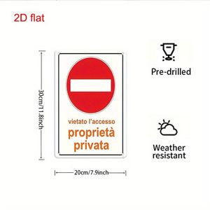 CIFbuy Targa in metallo vintage italiana, segno di avvertimento di sicurezza per proprietà privata, divieto di accesso, decorazione spessa per esterni e interni, per giardino e prato - Product Image 2