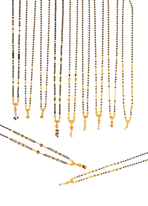 Collar Mangalsutra indio de oro macizo de 22k con cadena de cuentas negras, joyería para mujer, regalo de aniversario de bodas, uso diario, venta al por mayor. - Product Image 2