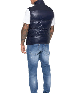 Chaleco Acolchado Azul Marino para Hombre, Cuello Alto, Cierre de Cremallera, Cortavientos, Chaqueta Casual de Invierno, Color Sólido, Relleno de Poliéster, MOQ Bajo - Product Image 3