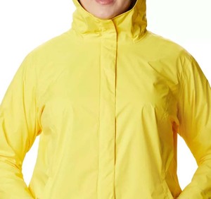 Chaqueta Deportiva Unisex Impermeable con Capucha, Amarilla, con Botones Cubiertos, Ecológica, Reversible, Transpirable, Ligera, de Otoño, 100% Nailon - Product Image 4