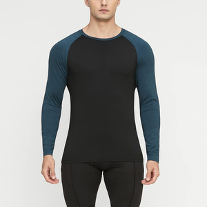 T-shirts de compression pour hommes, coupe slim, manches longues, respirants, séchage rapide, noirs, pour la course à pied et la gym - Product Image 1