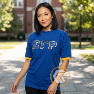 เสื้อยืดชมรมนักศึกษาหญิง GREEK TREASURES Sigma Gamma Rho ขายส่ง ผ้าฝ้ายเจอร์ซีย์ 100% คอกลม แขนครึ่ง ปักลาย สำหรับฤดูร้อน - Product Image 4