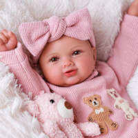 Poupées Reborn Fille Babeside 20'' Benson, Ensemble Tricoté Rose, Bébé Mignon, Corps en Vinyle Souple et Tissu, Réaliste, Vente en Gros