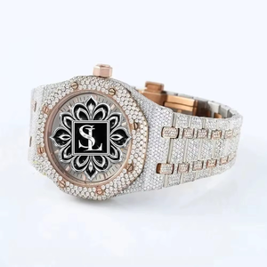 Montre-bracelet de luxe élégante à quartz en acier inoxydable avec diamant moissanite automatique carré, faite à la main, très demandée pour les affaires - Product Image 4