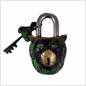 Cadenas décoratif vintage en laiton, style antique, avec clés, design orné gravé, quincaillerie rustique pour la décoration intérieure - Product Image 4