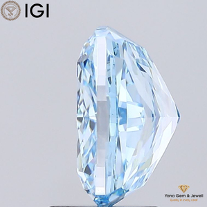 Diamant CVD cultivé en laboratoire certifié IGI, couleur bleu vif fantaisie, clarté VVS2, taille carrée coussin, 3,00 carats, pour bague de luxe - Product Image 5