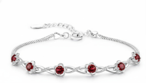 Natural <b>Garnet</b> 925 Silver <b>Bracelet</b> Romantic Everyday Wear Unisex Jewelry Claw Setting - Product Image 4