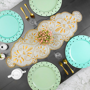 ผ้าปูโต๊ะผ้าฝ้ายสไตล์ราชวงศ์หรูหราปักด้วยลูกปัดทำด้วยมือสำหรับตกแต่งโรงแรมและร้านอาหารสำหรับงานแต่งงานและของขวัญ - Product Image 3