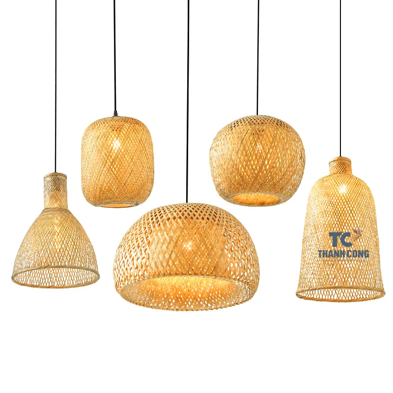 High Quality Hanoi Vietnam Simple Woven Bamboo Pendant Lamp Shade for Decoration