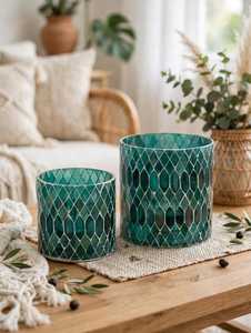 Handmade Eco-Friendly <b>Heat</b> <b>Resistant</b> Mosaic <b>Glass</b> Votive Candle Holder Lantern Modern Decorative Jar for Home Decoration - Product Image 1