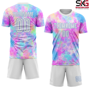 Ensemble de maillots de football tie-dye personnalisés à manches courtes, uniforme de football à séchage rapide, kit d'entraînement pour hommes et jeunes - Product Image 1