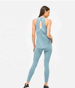 Débardeur de sport uni pour femme, sans manches, col rond, 100 % coton jersey, logo sur le devant, respirant, idéal pour l'entraînement, qualité économique - Product Image 2