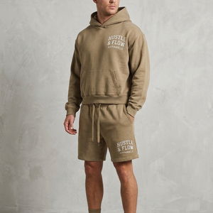 Custom <b>Men's</b> Clothing Hoodie and Shorts <b>2</b>-<b>Piece</b> <b>Set</b> New Arrival Latest Design <b>Men</b> Hoodie and Shorts <b>Set</b> - Product Image 2