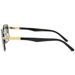 Rectangle <b>Sunglasses</b> Half Rim Gold Frame Green Polarized Lenses 100% UV Protection Unisex Adult Style - Product Image 3