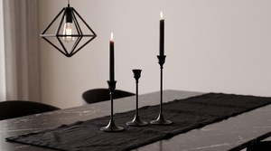Hot Sale Antique Metal Black & golden Candle Holders of 3 for Wedding Event <b>Table</b> Centerpiece Decoration - Product Image 3