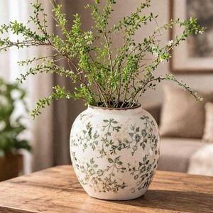 Jarrón de Cerámica Decorativo de Mesa, de 8-16 Pulgadas, con Acabado Pintado y Esmaltado, Diseño Floral Rústico, Exquisito y Duradero - Product Image 1