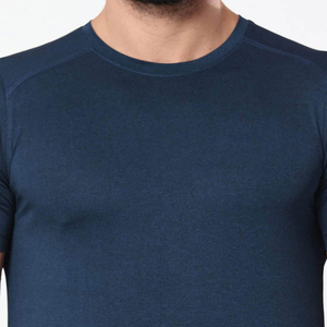 T-shirt de sport pour homme, coupe ajustée, manches courtes, col rond, séchage rapide, couleur unie, jersey tricoté en polyester, vêtements décontractés pour l'entraînement - Product Image 2