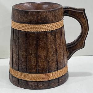 Handmade Polished <b>Wooden</b> Beer Mug Eco-Friendly Sustainable Feng Shui <b>Rustic</b> Religious Love Design 500ml for Coffee Tea Beer - Product Image 1