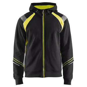 Sweat-shirts à capuche de travail réfléchissants noirs à manches longues haute visibilité personnalisés pour l'hiver avec fermeture éclair - Product Image 1