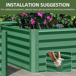 Kit Fioriera Rialzata in Metallo Zincato 6x3x1.5ft per Esterni con Guanti e Asta di Supporto per Ortaggi e Fiori - Product Image 5