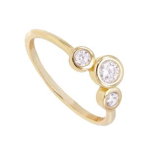 Wholesale Graduated Diamond 14K Solid Gold Lab Grown Diamond Three Stone Ring Anniversary Gift Bezel Set Engagement Ring for Her - Product Image 1