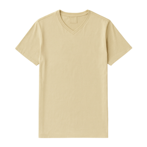 เสื้อยืดคอกว้างผู้ชาย สีเหลือง ผ้าฝ้ายหรูหรา 100% ทรงลำลอง สีพื้น ไม่หดตัว พรีเมียม แขนสั้น แห้งเร็ว ระบายอากาศได้ดี กระชับพอดีตัว - Product Image 3