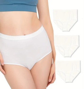 Tangas de cintura media para mujer - Ropa interior de encaje tejido de color liso, suave, transpirable y ecológica para uso diario, citas y vacaciones - Product Image 2