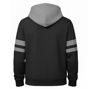 Sudadera con Capucha Clásica para Hombre en Contraste Negro y Gris, Sudadera con Capucha de Dos Tonos con Mangas a Rayas, Venta al Por Mayor OEM - Product Image 2