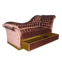 Sofá Cama Chesterfield Moderno con Cajón de Almacenamiento, Sofá de Madera de Caoba de Lujo para Sala de Estar, Sofá Cama con Cama Extraíble para Apartamento