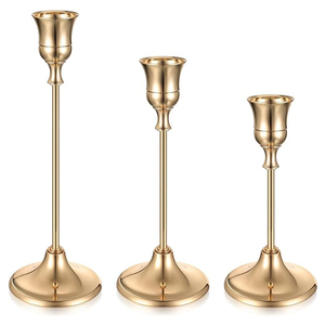 Set of 3 <b>Brass</b> <b>Candlestick</b> <b>Holders</b> Taper Candles Metal Candle <b>Holder</b> Vintage for Christmas Candle Light Dinners Weddings Parties - Product Image 1