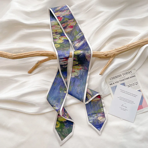 Delicate Streamers Silk Bag Straps Oil Painting Style Small Ribbon Long Scarf Belt Four Seasons Versatile Fashion <b>Headband</b> - Product Image 6