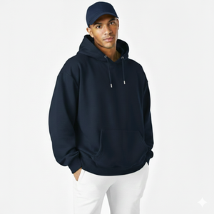 Sudadera con Capucha Oversize de Algodón Personalizable al por Mayor, con Botones y Hombros Caídos, Lisa, en Blanco, para Hombre - Product Image 1