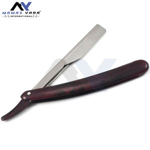 Navaja de afeitar profesional con bloqueo deslizante, hoja recta para barbería, plegable, mango de plástico multicolor/marrón, navajas de afeitar para barbería - Product Image 2