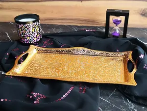 Plateau en métal noir contemporain pour la décoration intérieure, plateau en métal classique avec surface en métal, plateau en métal plaqué pour hôtel, Zahid Exports - Product Image 3